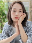 ★くすみベージュアッシュ切りっぱなし外ハネボブ20代30代★1