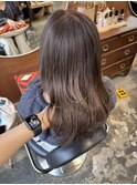 ケアカラーミルクティーグレージュ顔まわりレイヤーカット韓国