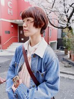オーオ シカシカ(OOO YY) ラベンダーブラウンのショートボブパーマ