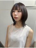 ショートウルフフェイスレイヤーミルクブラウンダークパープル
