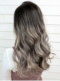 【AUBE HAIR】ネイビーグラデーション_フリンジロングウェーブ