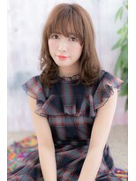 ヘアアンドビューティー ミック(Hair & Beauty miq)&nbsp;シースルーなフリンジウェーブ…くせ毛風セミディb