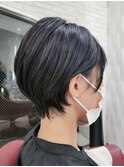 大人可愛い20代30代40代黒髪前下がりショートボブ丸みショート◎
