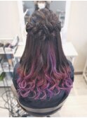 編み込みハーフアップ