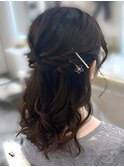 結婚式 二次会 お呼ばれ ハーフアップスタイル×ヘアピン