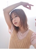 【Sourire江坂】秋色ピンクヘアー×こなれミディ