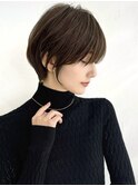 前髪あり耳掛け丸みくびれ大人ショートボブ20代30代40代50代＊
