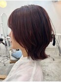 チェリーレッド/ワインレッド◎くびれウルフカット◎髪質改善◎