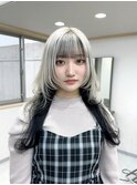 10代20代前髪ありレイヤーウルフホワイト