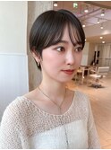 大人流し前髪面長小顔ショート