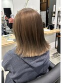 レディース　ミディアム　ダブルカラー　ミルクティーベージュ