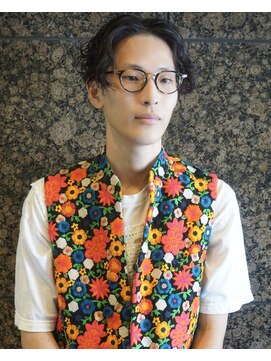 メリケンバーバーショップ コウベ(MERICAN BARBERSHOP KOBE) 七三オールバックツイストパーマかき上げヘアコンマヘア51