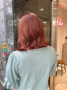 アジールヘア 赤羽駅南口店(agir hair) マロンカラー外ハネボブチェリーレッド１０代２０代