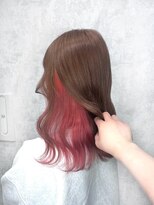 デミヘアー(Demi hair) ピンクベージュカラー×インナーカラー ベビーピンク