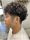 メンズパーマセンターパートマッシュツイストスパイラルパーマ