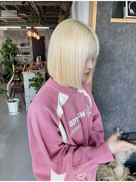 髪屋 紬 【Chu】ハイトーン/ブロンド/抜きっぱなし/ホワイト/韓国/ボブ