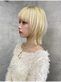レイヤーボブ/ブロンド／顔まわりレイヤー