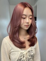 サンクマーケット 渋谷(cinq MARKET) ブリーチダブルカラー顔周りレイヤーカットピンクベージュ20代