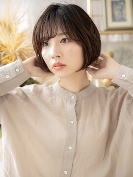 カバーヘア ブリス 川口(COVER HAIR bliss) 斜めバング黒髪レイヤーショートボブパーマh4川口20代30代40代