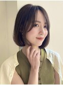 ボブ/顔周り/ココアブラウン/脱白髪染め２