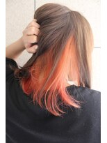 ジウ 上通り(JIU)&nbsp;大人かわいいストレートロング×インナーオレンジ×暖色系カラー