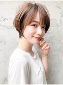 大人かわいい フェザーバング カーキグレージュ 小顔カット ♪