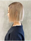 ハイベージュボブ_ホワイトアッシュショートパーマ_ba311801