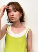 シアーベージュ外ハネミニボブ