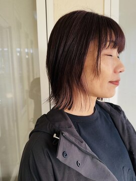キャパジャストヘアー(CAPA just hair) ボブ 外はねスタイル ・インナーカラー ラベンダーベージュ