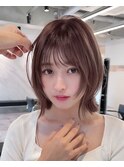 大人ボブ銀座レイヤーカット有楽町ミディアムボブベージュ