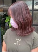 大人シアーベージュミニウルフボブミディアムレイヤー