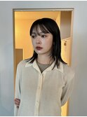 ストレートパーマ/ミディアムヘアボブ/地毛風カラー