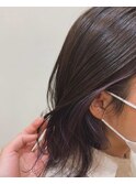 イヤリングカラー透明感ラベンダーグレージュ外ハネ