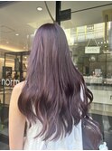 暖色カラーカシスピンクワインレッドゆるふわロング