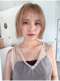 ハイトーンベージュボブ似合わせ顔周りカット顔まわりレイヤー
