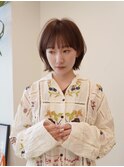 切りっぱなしボブ/ミニボブ/丸くないボブ/ヘーゼルベージュ