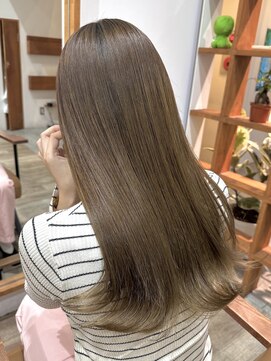 ピークスヘア(peaks hair) ブリーチなしダブルカラー オリーブベージュ 赤み消しカラー
