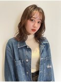 <森千晶>セミロングレイヤーシースルーバング