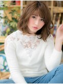 フレンチカジュアルくせ毛風ゆるふわミディc6戸頭20代30代40代