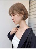 外国人風ボブパーマ モカベージュカーテンバング海外ガールt1126