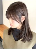 小顔黒髪レイヤーカット×アッシュカラー20代30代40代