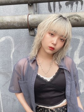 リアイス(Re:ICE) ミニウルフ/くすみブルー/流れるレイヤー/インナーハイライト