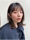 ニュアンスショコラベージュベビーバングコンパクトミディアム