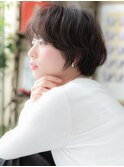★くせ毛風黒髪マッシュルームヘアひし形ショート30代40代★10