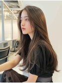 大人可愛い艶髪秋色カラーくすみベージュくびれロングレイヤー