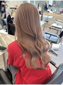 韓国ヘア顔周りレイヤーミルクティーベージュグレージュカラー