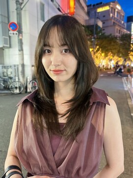 ニューヨークニューヨーク 梅田茶屋町店(NYNY) レイヤーカット　オリーブベージュ　韓国ヘア　ワンカール