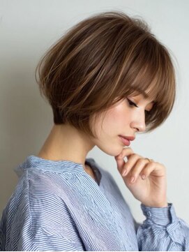 レリーノーブル 西宮北口(RelyNoble) 丸みボブ×ハイライトで大人上品[西宮北口/白髪ぼかし]