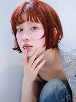 ヘアメイク フレンシア(hair make flencia) 切りっぱなしミニボブ×チェリーレッド
