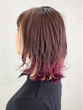 アルバム 銀座(ALBUM GINZA) ラベンダーミディ_外ハネボブアッシュブラウン_ba272413